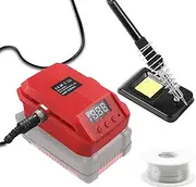 TPDL Battery Soldering Iron for Einhell 18 V Li-ion Battery, 60 W LCD Adjustable Temperature 180-480 °C Cordless Soldering Iron with 50 g Soldering Wire, Soldering Iron Stand Work for Einhell Power