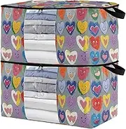 sanluoli 90L 2 Pack Bed Sheets Storage Organizer with Reinforced Handles, clear window Storage Box For Closet