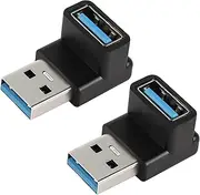 QIANRENON 90 Degree USB 3.1 Adapter USB A Male to Female Right Angle Connector 10Gbps USB Type A 3.1 Data Transfer Converter Coupler OTG for PC Laptop Power Bnak 2Pcs