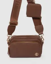 Brown And Gold Amalia Crossbody Bag
