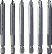 JIS B4633 1/4" Hex Screw Driver Bits | Made in Japan (+1 +2 +3 X 75mm - 6 Pcs)