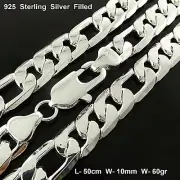 Necklace 925 Sterling Silver Filled Solid Men's Figaro Statement Chain 50cm 20"