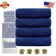 Ultra-Absorbent Navy Bath Sheet Set - 4 Oversized Towels, OEKO-TEX Certified