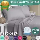 Single/KS/Double/Queen/King 2000TC Bed Sheet Set,Flat,Fitted,Pillowcases Soft AU