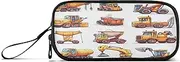 Large Capacity Pen Case Kids Pencil Box Case Kindergarten with Zipper Construction Vehicles
