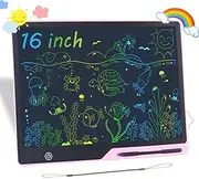 16 Inch Rechargeable LCD Drawing Tablet,Electronic Writing Tablet with Large Colorful Screen,Learning Gifts for 3-8 Year Old Boys and Girls (Ages 3+) Pink