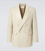 [Saint Laurent] Saint Laurent Double-breasted wool tuxedo jacket AU 93 beige