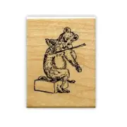 MOUSE VIOLINIST Mounted Music rubber stamp, rat & fiddle, scene building #10
