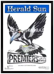 2023 AFL PREMIERS COLLINGWOOD MAGPIES PREMIERSHIP MARK KNIGHT FRAMED MEMORABILIA