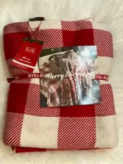 NWT Red Checkered Print Throw Afghan Blanket Great for Christmas Gift