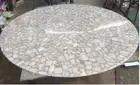 White Agate Stone Round Cafeteria Top Table Handmade Modern Furniture Decors