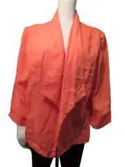 Chico's Women's Drape Front Linen Calliandra Pink Jacket Size 3 (16-18) 2XL New