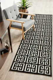 Rug Culture Black & Natural Art Deco Textured Rug