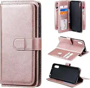 [TiHen] Compatible for Case Samsung Galaxy A34, Wallet Case PU Leather Flip with 10 Card Slots, Magnetic Kickstand Cover+2X Temper Glass Screen Protector-Rose Gold