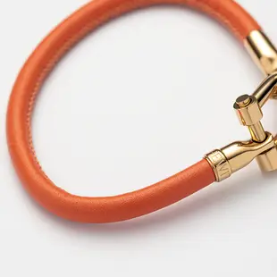 PAUL Hewitt 德國設計師品牌 - T-SHACKLE Bracelet 錨鎖T釦皮革手環 ❘ 金 x 亮橙橘S
