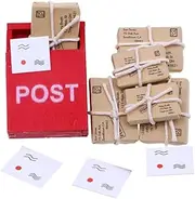 1:12 Scale Mini Mailbox Toy, Dollhouse Wooden Postbox Miniature Newspaper Ornaments Mini Envelope Model Dollhouse Furniture Accessories