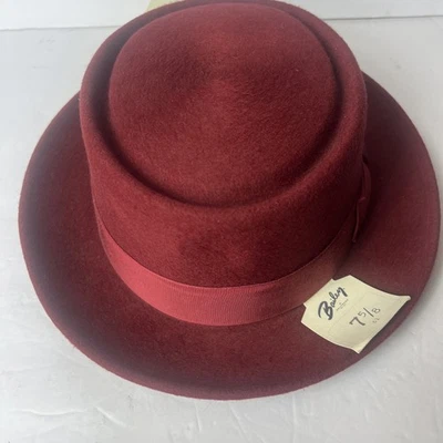 NWT Bailey Of Hollywood Jett Pork Pie Hat Red/Wine Wool Hat