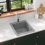 Overmount Kitchen Sink Single Basin Granite Grey vidaXL