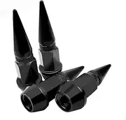 Car Wheel Tire Valve Caps, 4 Pack Spiked Aluminum Valve Stem Caps, Attractive Dustproof Car Accessories, Universal for Most Vehicles (Black)