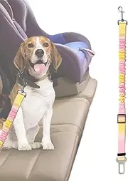 Dog Seat Belt,Adjustable Dog Car Seatbelts for Vehicle - Adjustable Elastic Buffer Pet Supplies Shockproof Retractable Vest Harness with Buckle for Large Medium Breed