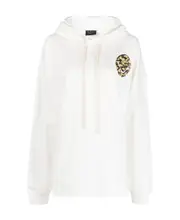 smiley-print drawstring hoodie S,L,M White