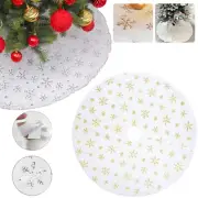 90/122cm Christmas Plush Tree Skirt Snowflakes Xmas Floor Fur Mat Cover Decor
