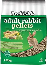 Peckish Adult Rabbit Pellets, Oregano & Dandelion 1.25 kg - Nutritionally Balanced Feed, Natural Fibre Blend, Supports Digestion & Immunity - Best for Daily Feeding of Adult Rabbits