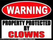 Clown Stickers Funny Warning Sign Door Stickers Wall Decals 6" wide 2-pack WS413