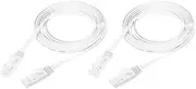 uxcell 2PCS Cat 6 Ethernet Cable 6.6ft, 32AWG 250MHz Flat High Speed RJ45 Cat6 Internet Network Patch Cord for Computer, Gaming, Router, Modem, White