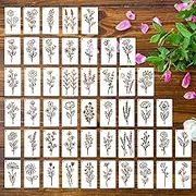 cobee 50 Pcs Floral Stencils for Walls, Rose Stencil Flower Stencils for Painting on Walls, Large Flower Stencils for Painting on Wood Wall Door Canvas Home Decor