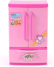 Mini Fridge Appliances Little Refrigerator Dream Kitchen Mini Refrigerator Toy Fridge Playset for Dolls with Play Food Set