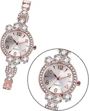[LIFKOME] Women Alloy Watch with Rhinestones Elegant Rose Gold Wrist Decoration Fashion Quartz Movement Durable and Stylish Design for Any Outfit