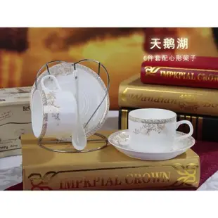 創意骨瓷咖啡杯碟歐式精致咖啡套具陶瓷下午茶杯套裝配勺子帶架子