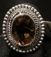 German Silver Smoky Quartz Stone ring. Size 6