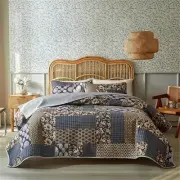 ROOMLIFE King Quilt Set for Bed: 3-Piece Cotton Quilts King Boho Quilt Set Gr...