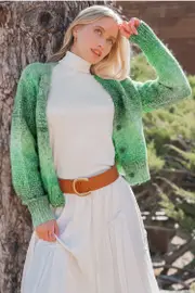 Cupshe Green Knit Long Sleeve Front Button Cardigan - Green,S