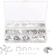 YQQZQ E-Clip Retaining Rings Assortment Set,290Pcs 304 Stainless Steel 1.2-15mm,13 Different Sizes E Circlip Retainer Rings for Projects Car Engines,Locking Mechanisms and Other Shafts