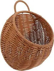 Alipis Woven Basket Hanging Storage Basket Half Round Flower Basket Wall Hanging Flower Pot Fruit Vegetable Rattan Box Railing Planter