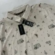 NWT Travis Mathew Men's XL Beige Cookie Swap Volkswagen VW Golf Polo Shirt