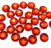 200 Red Acrylic Flatback Rhinestone Round Beads 10mm FlatBack Gems No Hole