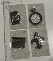 Lot 4 Large Metal Trinket Charms For Crafting Appliqué Decorative Embellishments