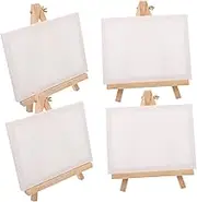 4 Sets Delicate Mini Easels Multi Function Stretched Canvas Boards for Painting DIY Craft Accessories for Home and Office Decor for Art Students and Enthusiasts