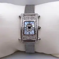 在飛比找Yahoo!奇摩拍賣優惠-DILONGER珍珠底滿鑽H方型女錶/LD0062L