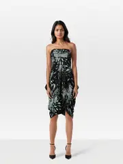 McQ Silk Strapless Draped Dress