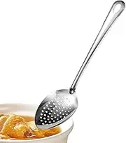 Krmoau Metal Perforated Ladle - 38 cm Ladle with Sieve Function - Non-Stick Skimmer with Sieve Function & Ladle for Kitchen Camping Baking Roasting Frying