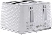 [Daewoo] SDA1864 Argyle Collection, Toaster 4 Slice With Defrost, Reheat And Browning Control To Use At Your Convenience, While The Removable Crumb Tray Makes Cleaning Quick, White