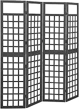 4-Panel Room Divider Trellis Solid Wood Black 161x180 cm Privacy Screen Home Decor