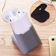 Air Smart Headphones Bluetooth Earphone for Apple AirPods Creative Wireless Bluetooth Earphone Silicone Charging Box Charging Seat (Earphone is Not Included), Size: 5.1 * 5.4 * 6.7cm(Black)