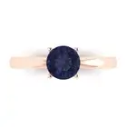 1 ct Round Cut Blue Sapphire Promise Designer Engagement Ring 14k Rose Gold