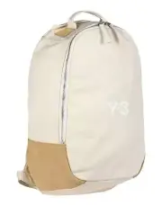 Y-3 by Yohji Yamamoto White Backpack w/ Zip Laptop Compartment 100%Cotton Canvas